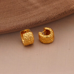 AGOR 925 Silver Gold Plated Textured Cuff Earrings